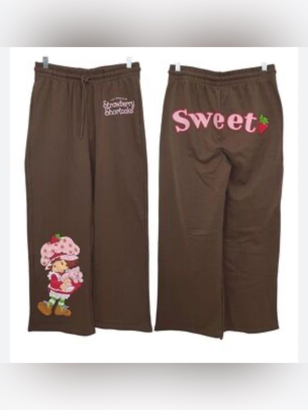 The World Of Strawberry Shortcake Brown Wide Leg Sweatpants Size Large